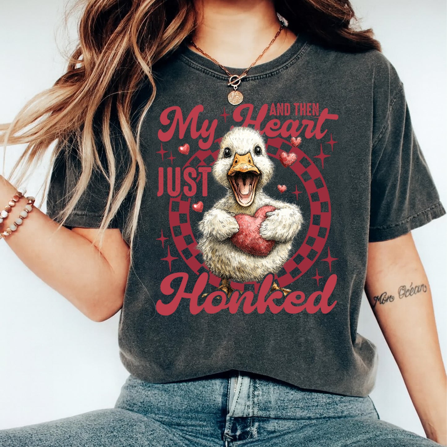 Valentine Duck DTF Transfer – My Heart Just Honked Ready to Press Iron On Heat Transfer DIY Shirts 12602