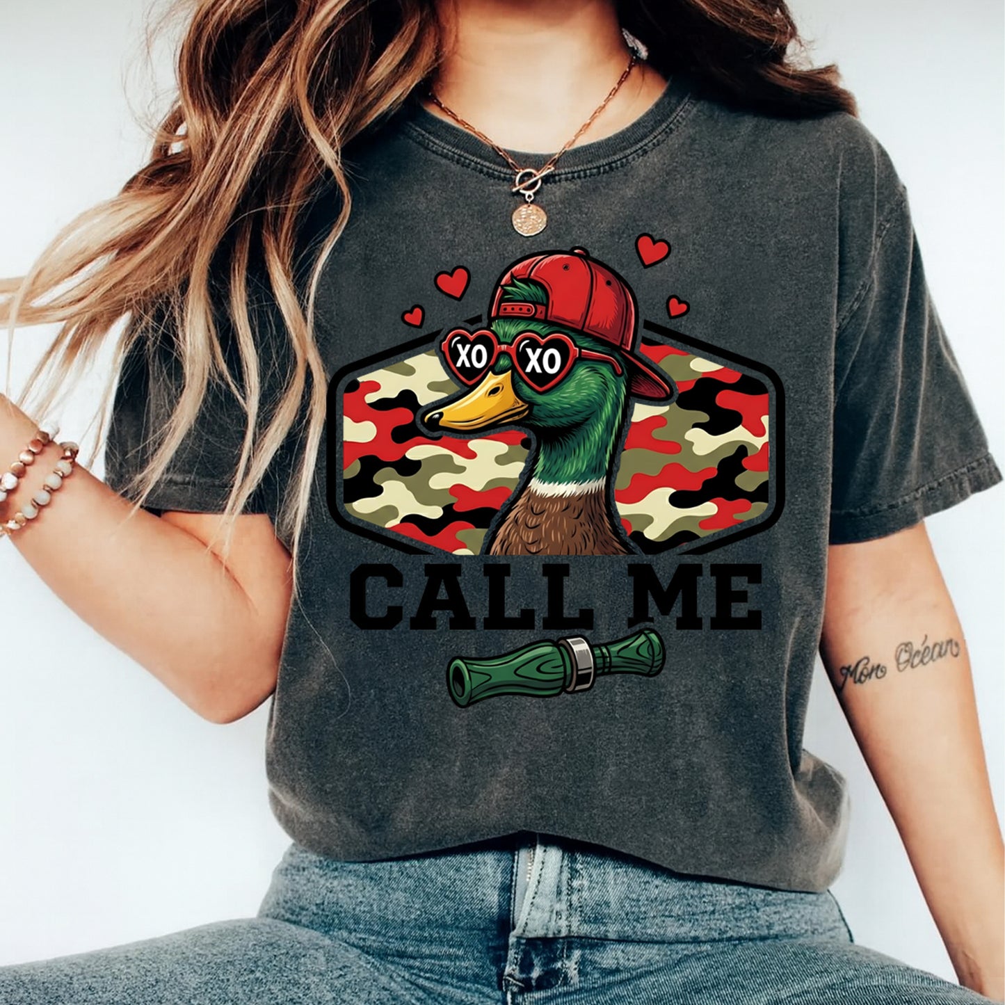 Valentine Duck DTF Transfer – Call Me Hunting Graphic Ready to Press Iron On Heat Transfer DIY Shirts 12604