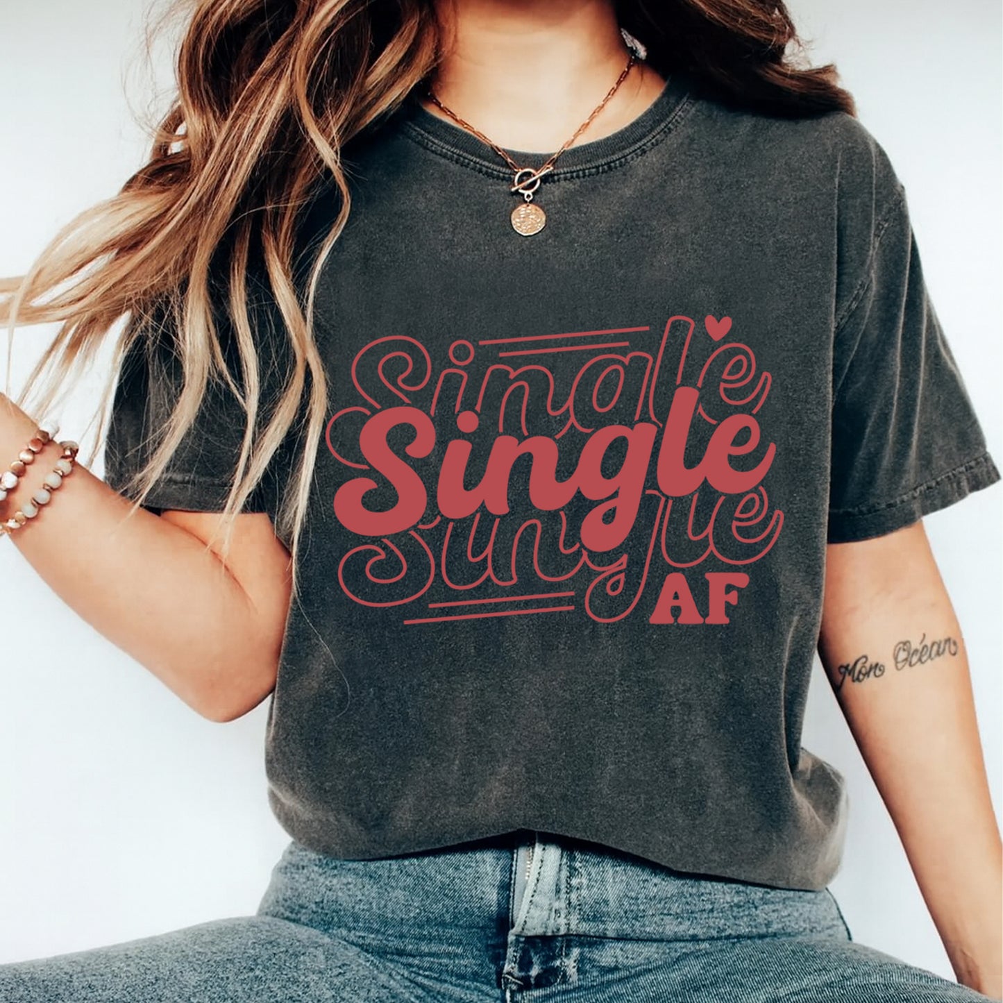 Valentine DTF Transfer – Single AF Script Ready to Press Iron On Heat Transfer DIY Valentine Shirts 12609