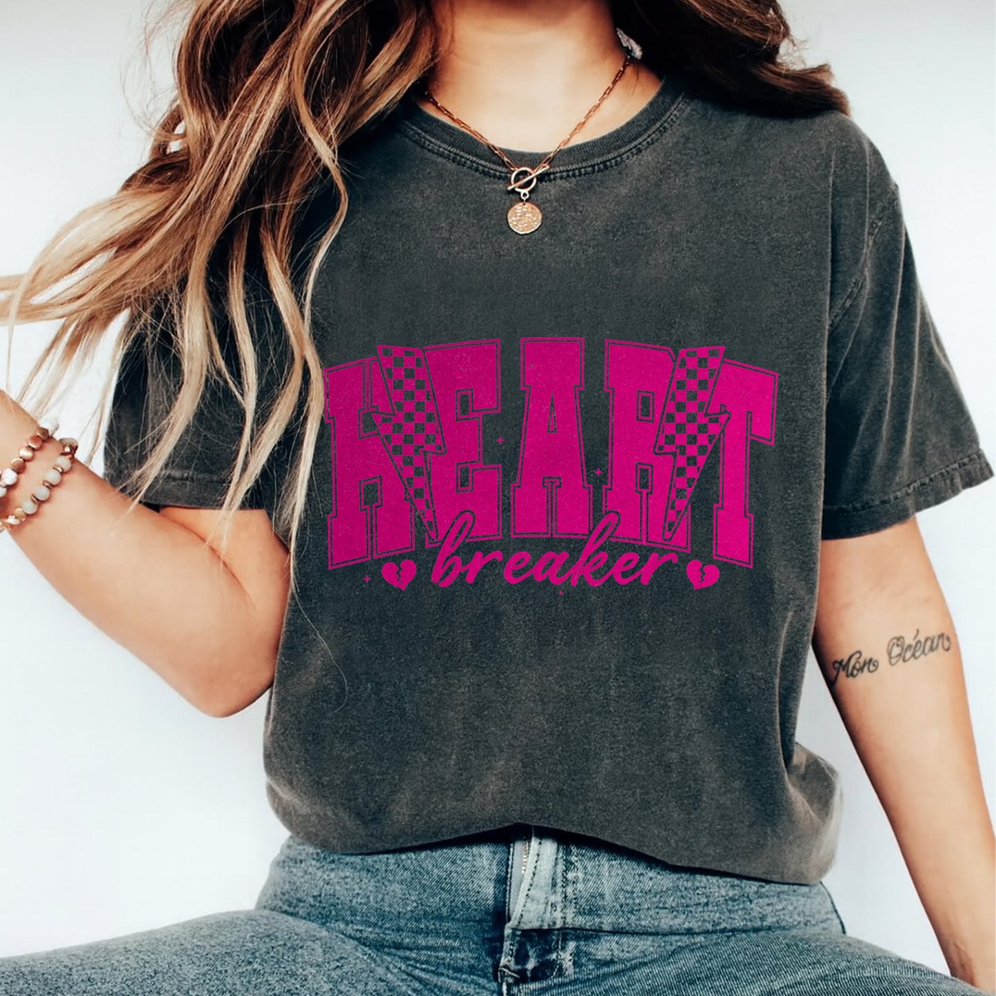 Valentine DTF Transfer – Heart Breaker Lightning Ready to Press Iron On Heat Transfer DIY Valentine Shirts 12610