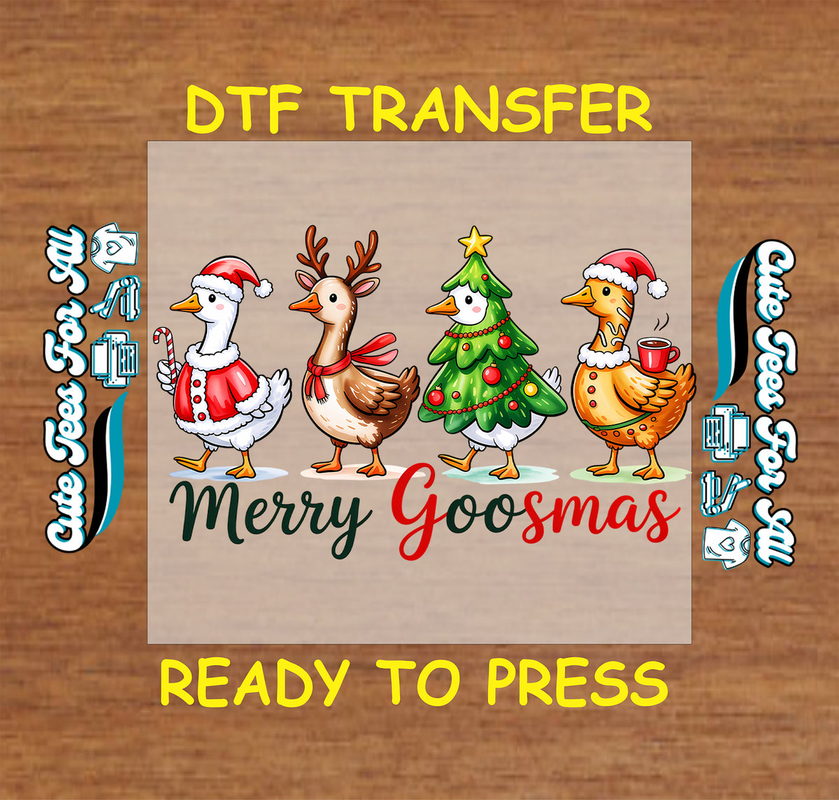 Funny Christmas Merry Goosmas Holiday Geese DTF Transfer - Ready to Press mock up