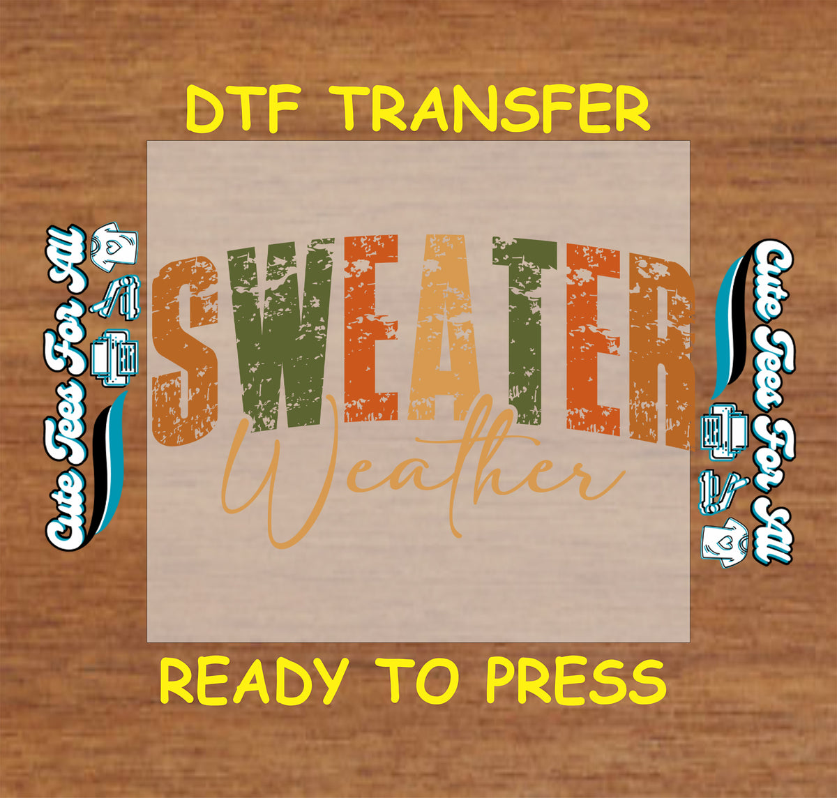 Fall Sweater Weather DTF Transfer – Retro Lettering dtf mock up