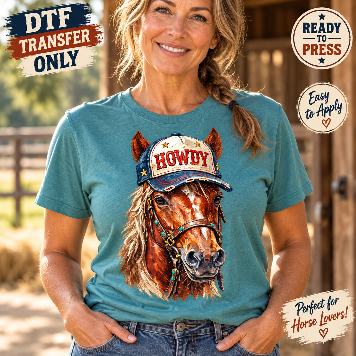 Howdy Horse Western DTF Transfer SHIRT MOCK UP