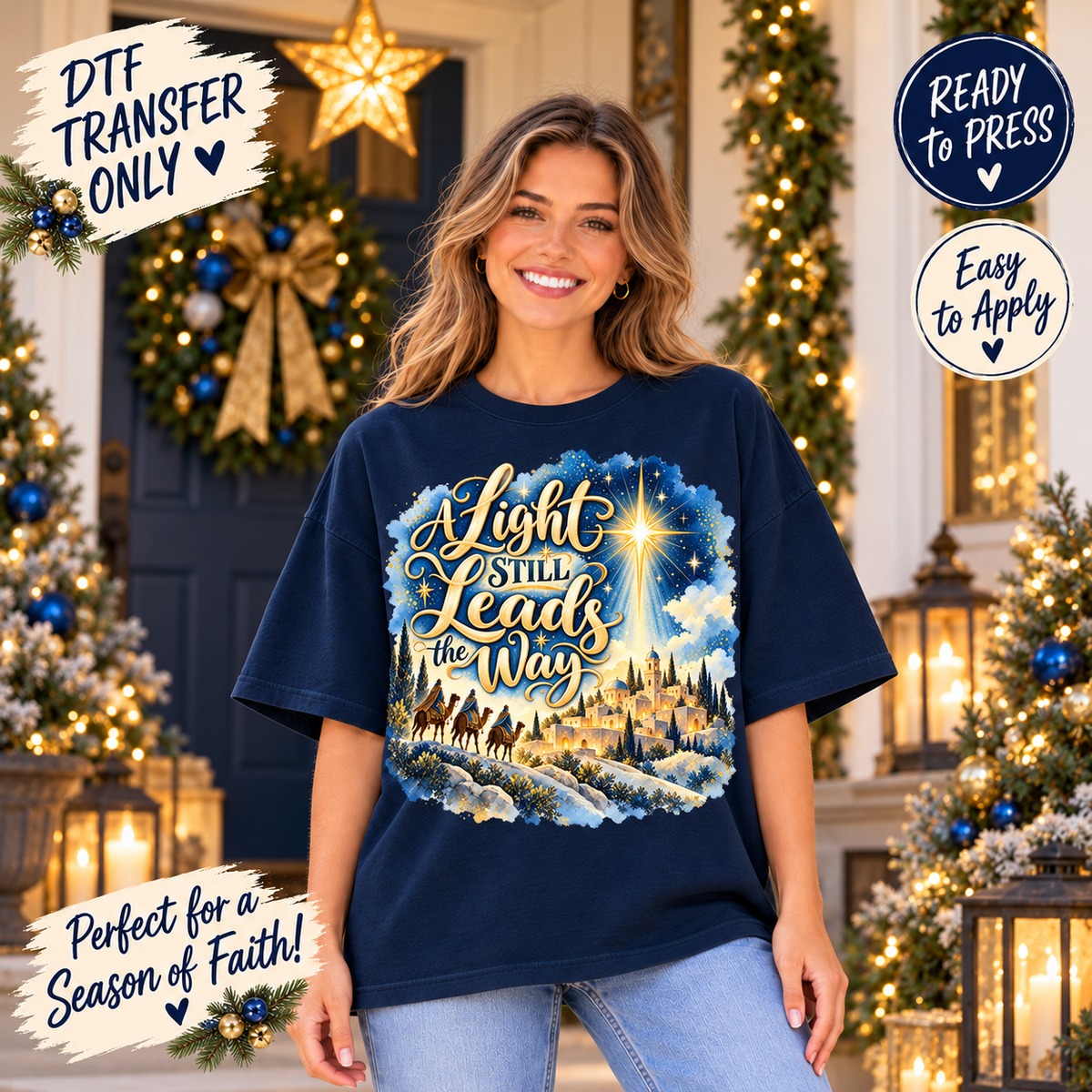 Christmas A Light Still Leads the Way Christian DTF Transfer 15634