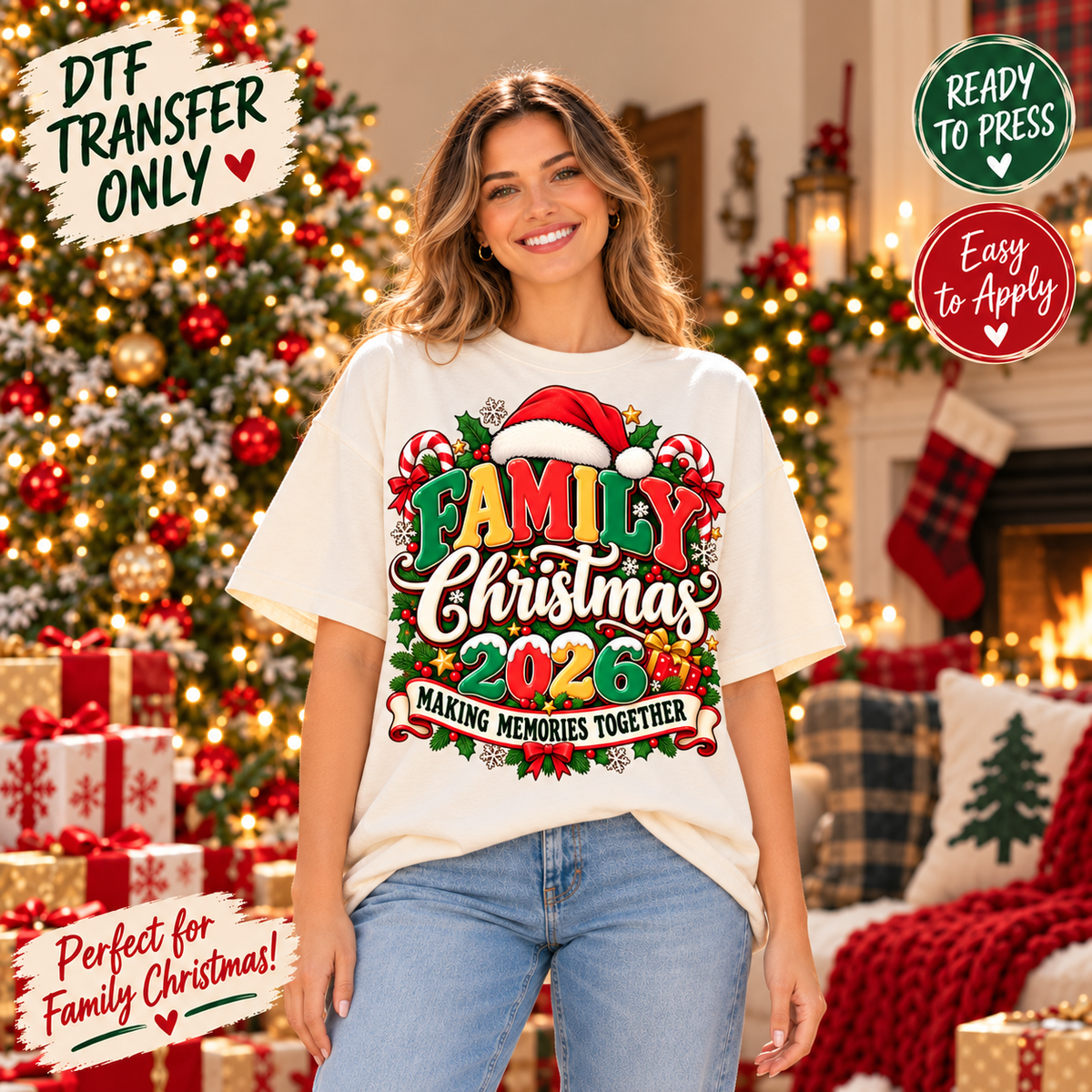 Family Christmas 2026 Making Memories Together DTF Transfer 15638