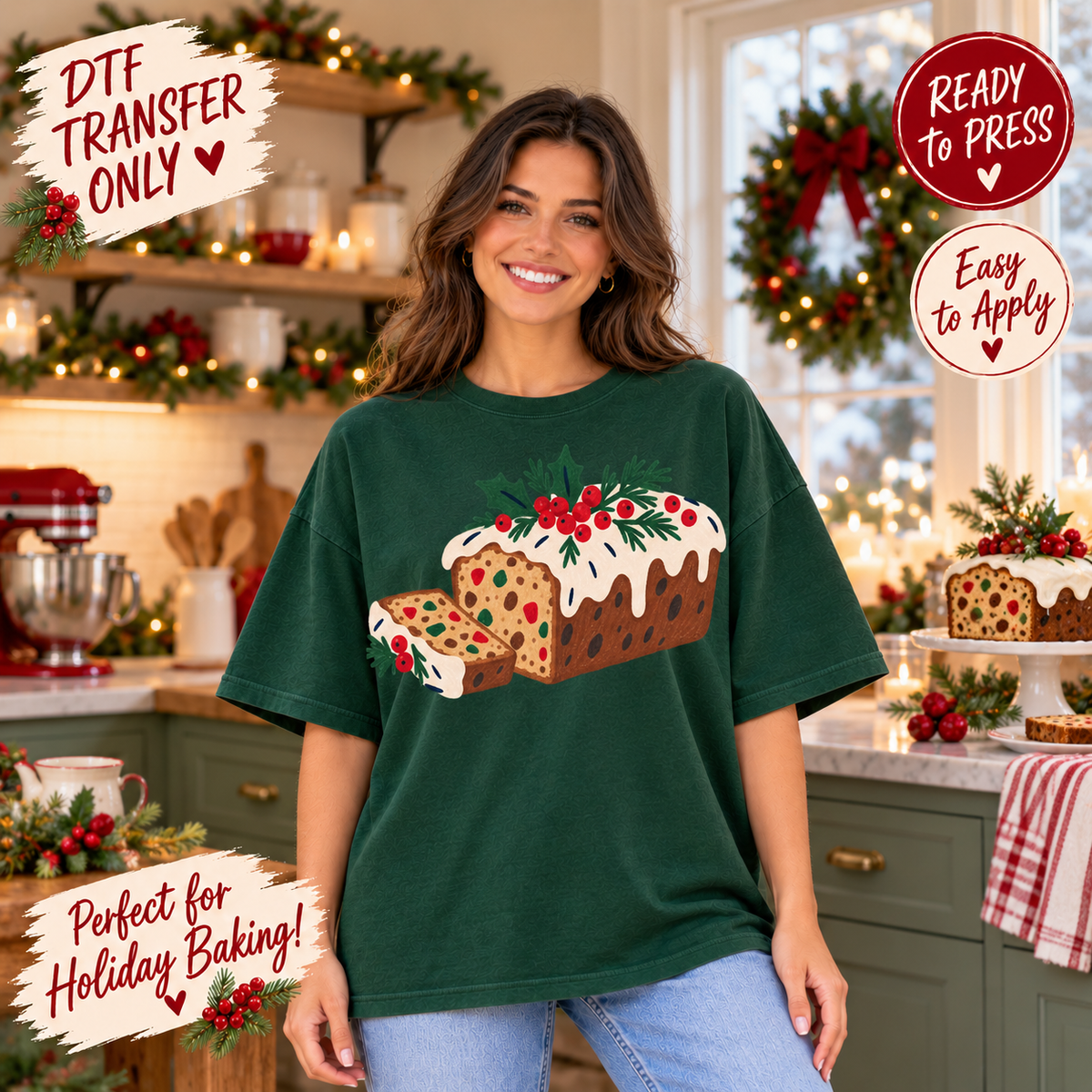 Christmas Fruitcake DTF Transfer - Holiday Baking 15663