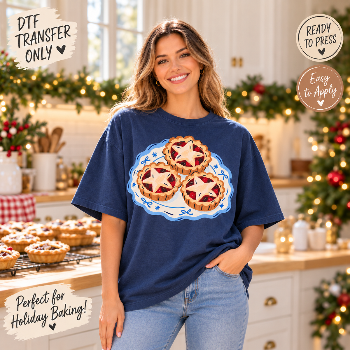 Christmas Star Jam Cookies DTF Transfer - Holiday Baking 15665