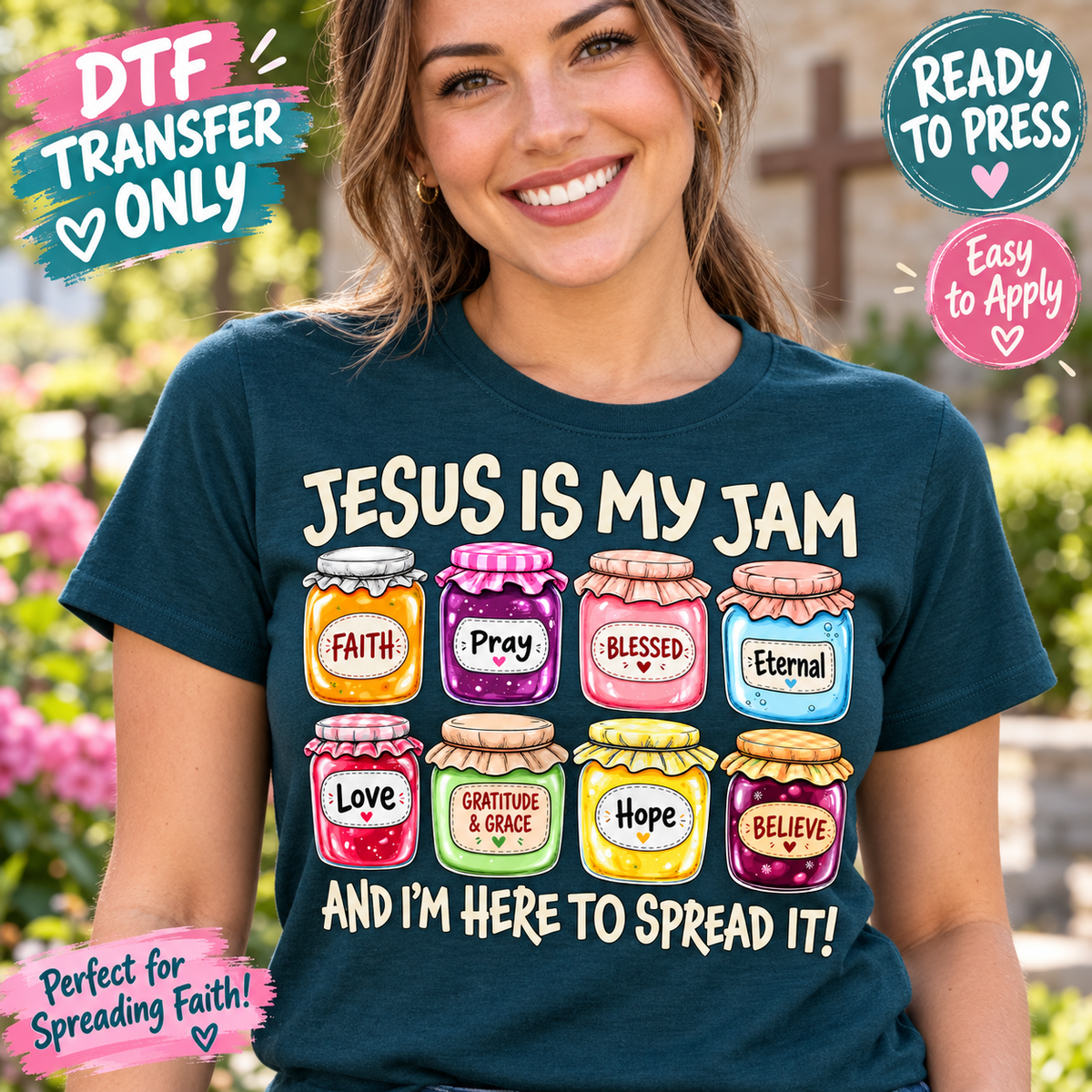 Jesus Is My Jam Christian DTF Transfer - Faith Jars 15709