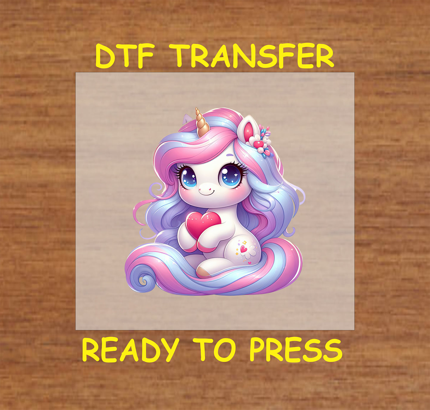 Valentines Day DTF Transfer Iron On Heat Transfer - Ready to Press, Pastel Unicorn DTF Transfer | Ready to Press | Valentine's Day Design 3608