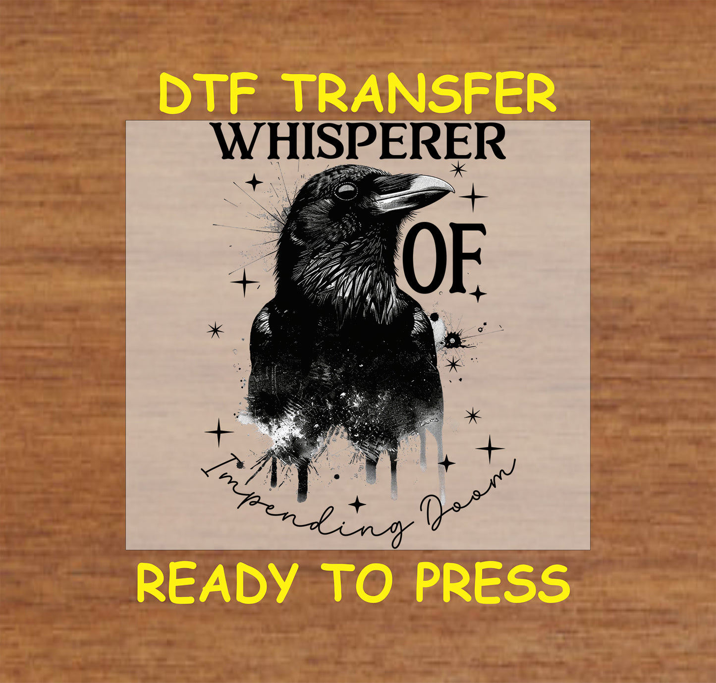 Gothic DTF transfer featuring a raven with a mystical and eerie aesthetic.