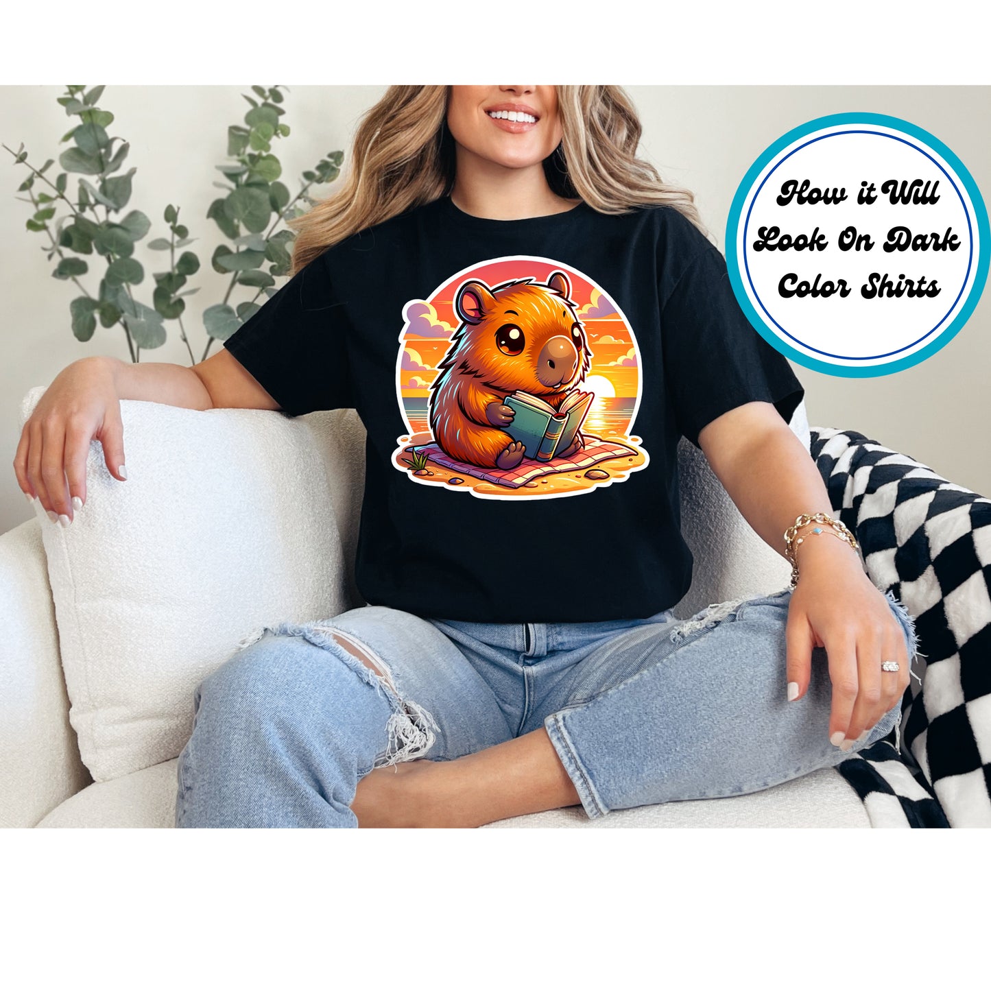 Capybara DTF Transfer Iron On Heat Transfer - Ready to Press, Cozy Capybara DTF Transfer | Ready to Press | Capybara Design 3785