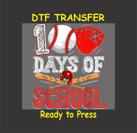 Baseball-themed 100 days of school design with a ball, glove, helmet, and crossed bats.