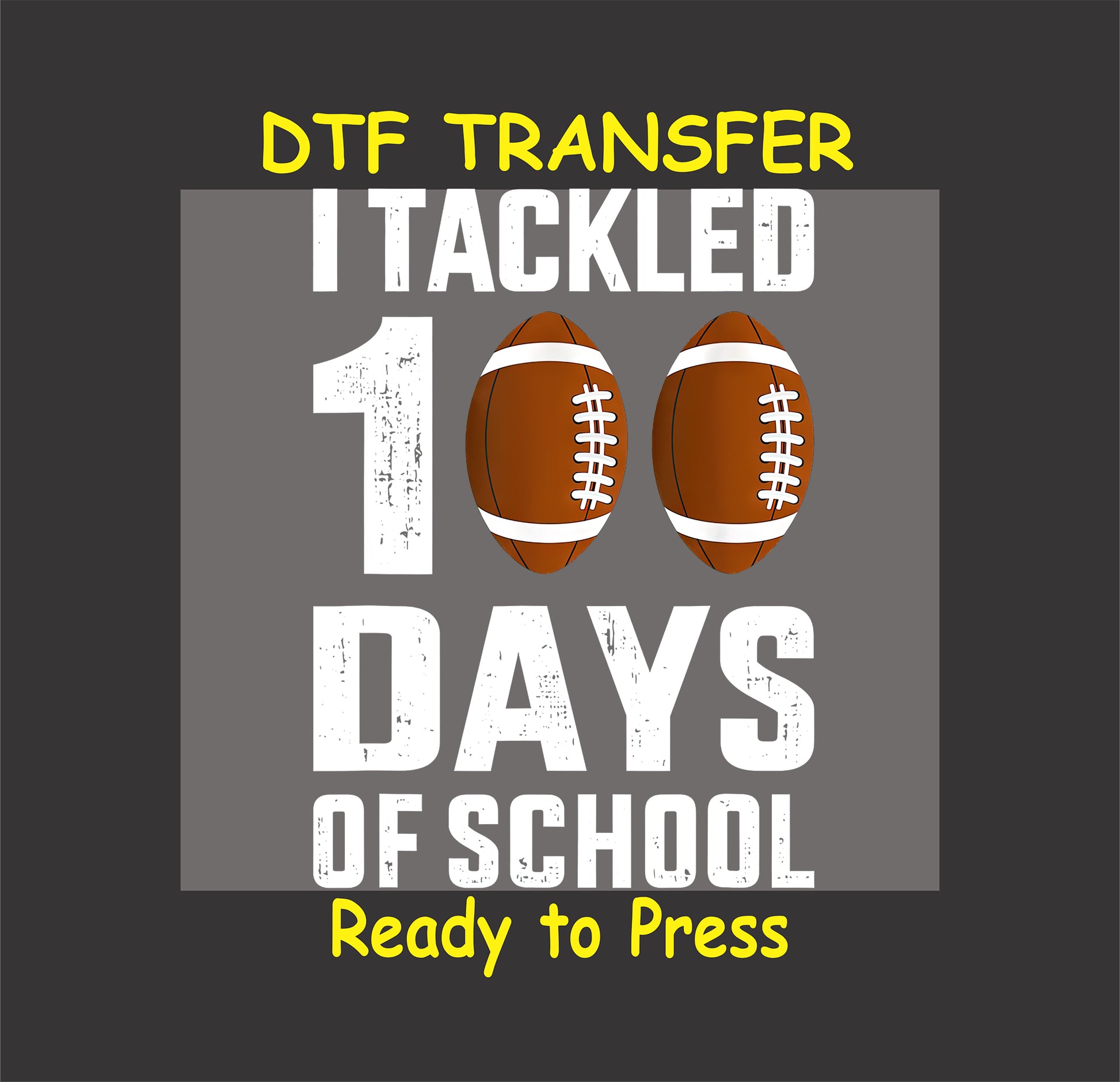 Football-themed 100 days of school design with bold text and football graphics.