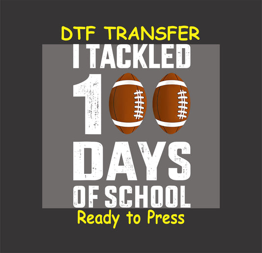 Football-themed 100 days of school design with bold text and football graphics.