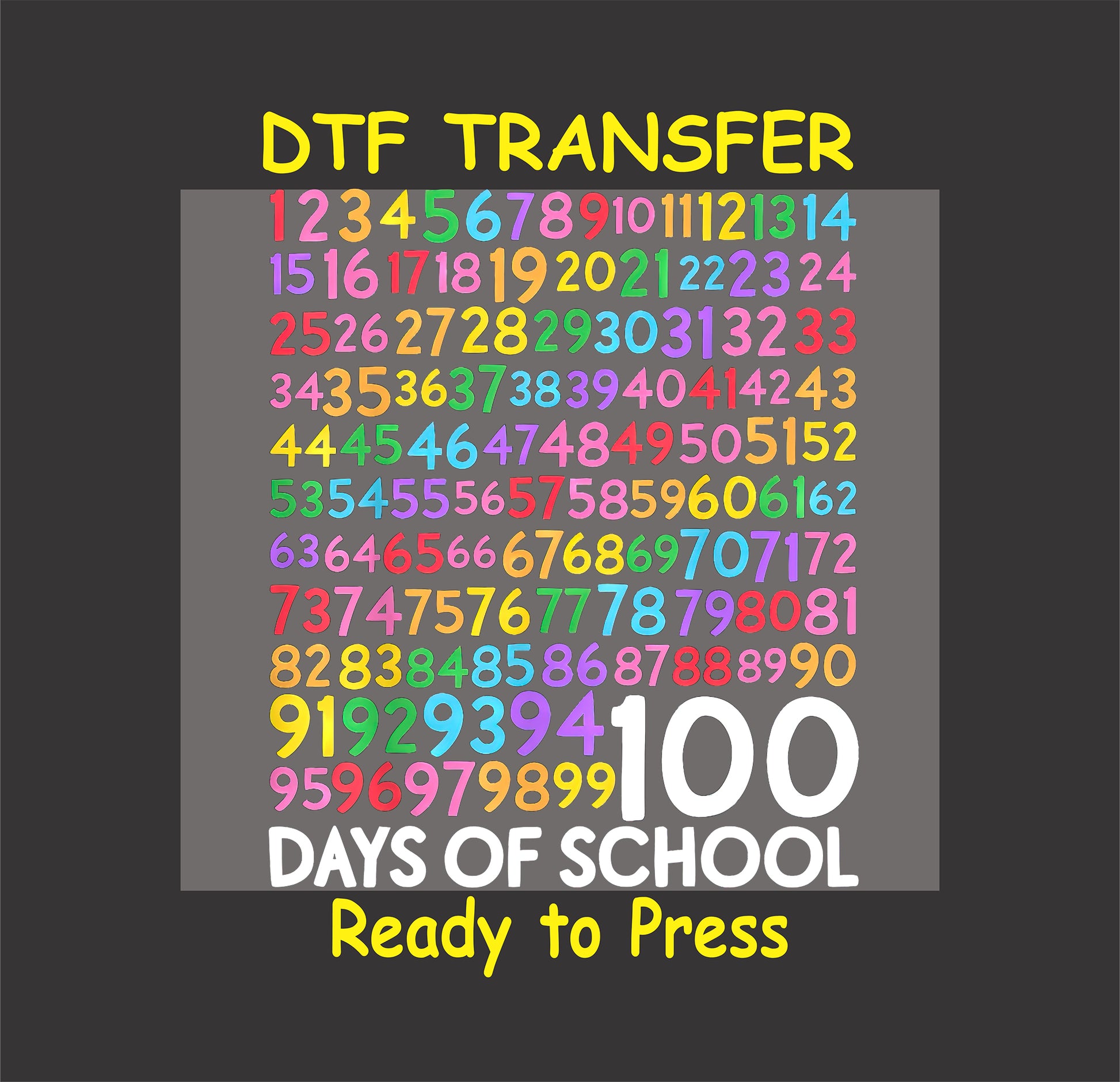 Colorful numbers forming "100 Days of School" design.