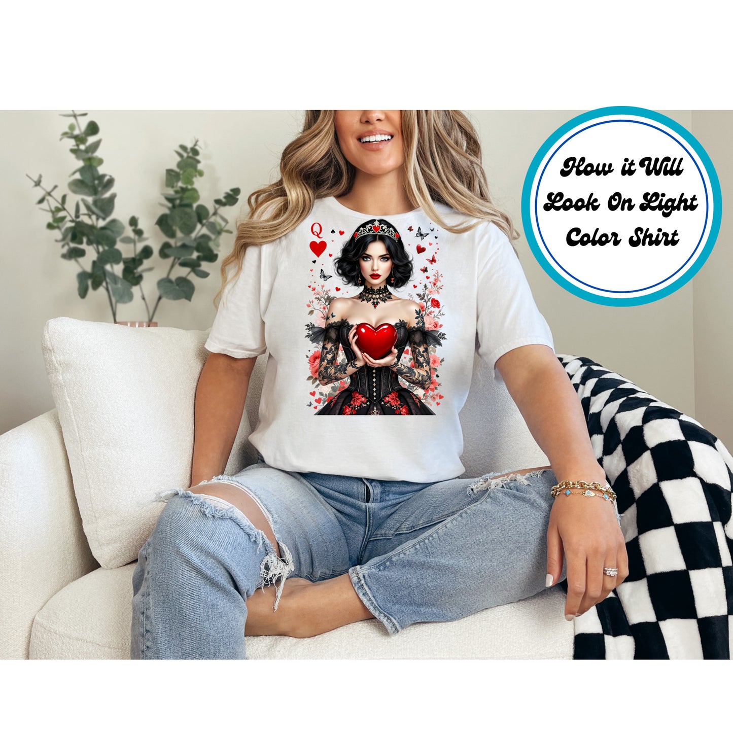 Valentines Day DTF Transfer Iron On Heat Transfer - Ready to Press, Dark Queen DTF Transfer | Ready to Press | Valentine's Day Design 4069