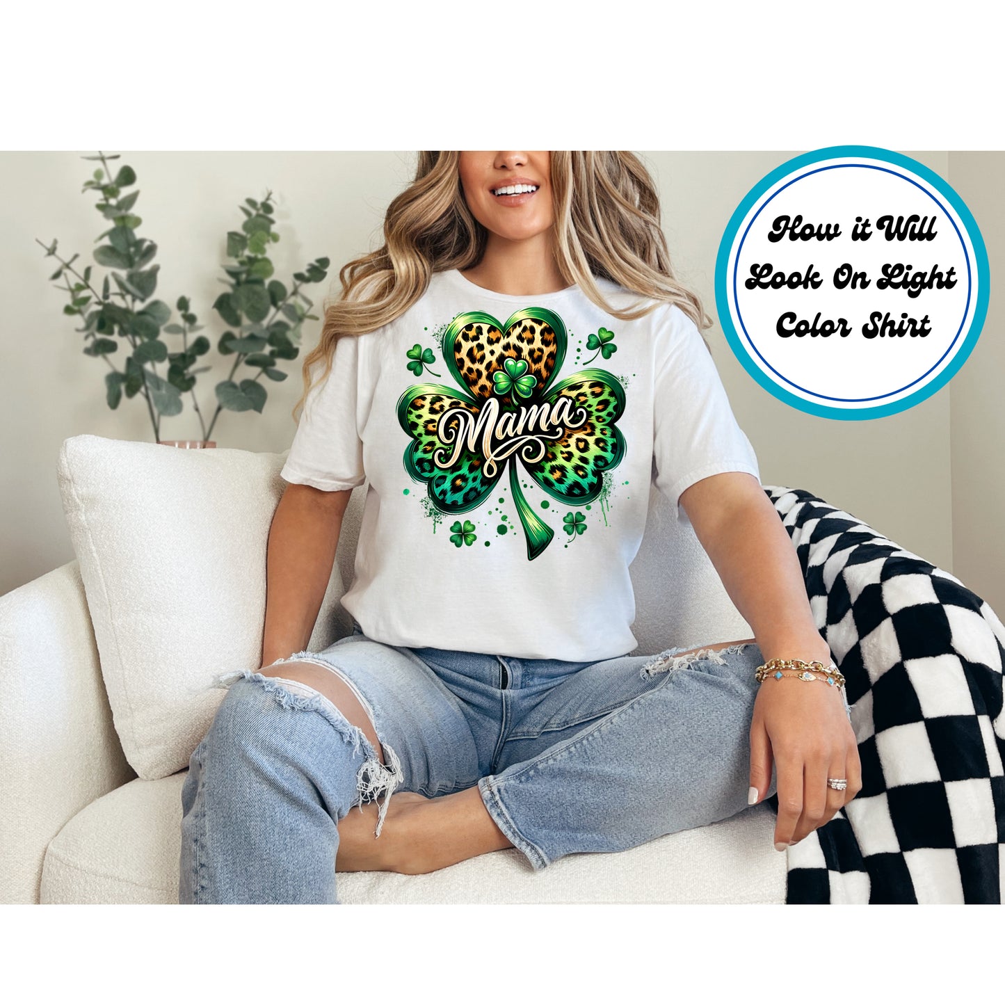 St. Patrick's Day DTF Transfer Iron On Heat Transfer - Ready to Press, Shamrock Mama DTF Transfer | Ready to Press | St. Patrick's Day Design 4520
