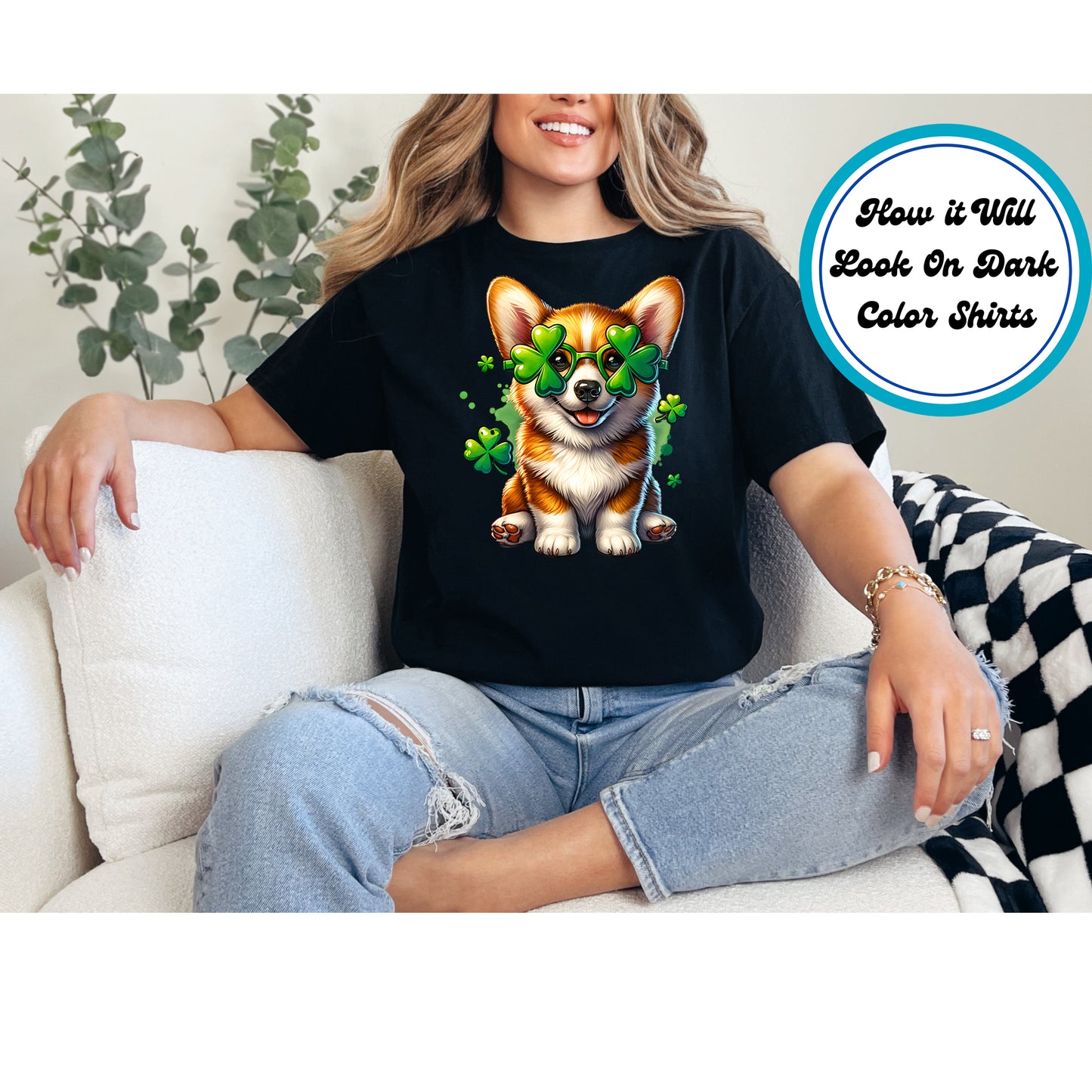 St. Patrick's Day DTF Transfer Iron On Heat Transfer - Ready to Press, Corgi DTF Transfer | Ready to Press | St. Patrick's Day Design 4546