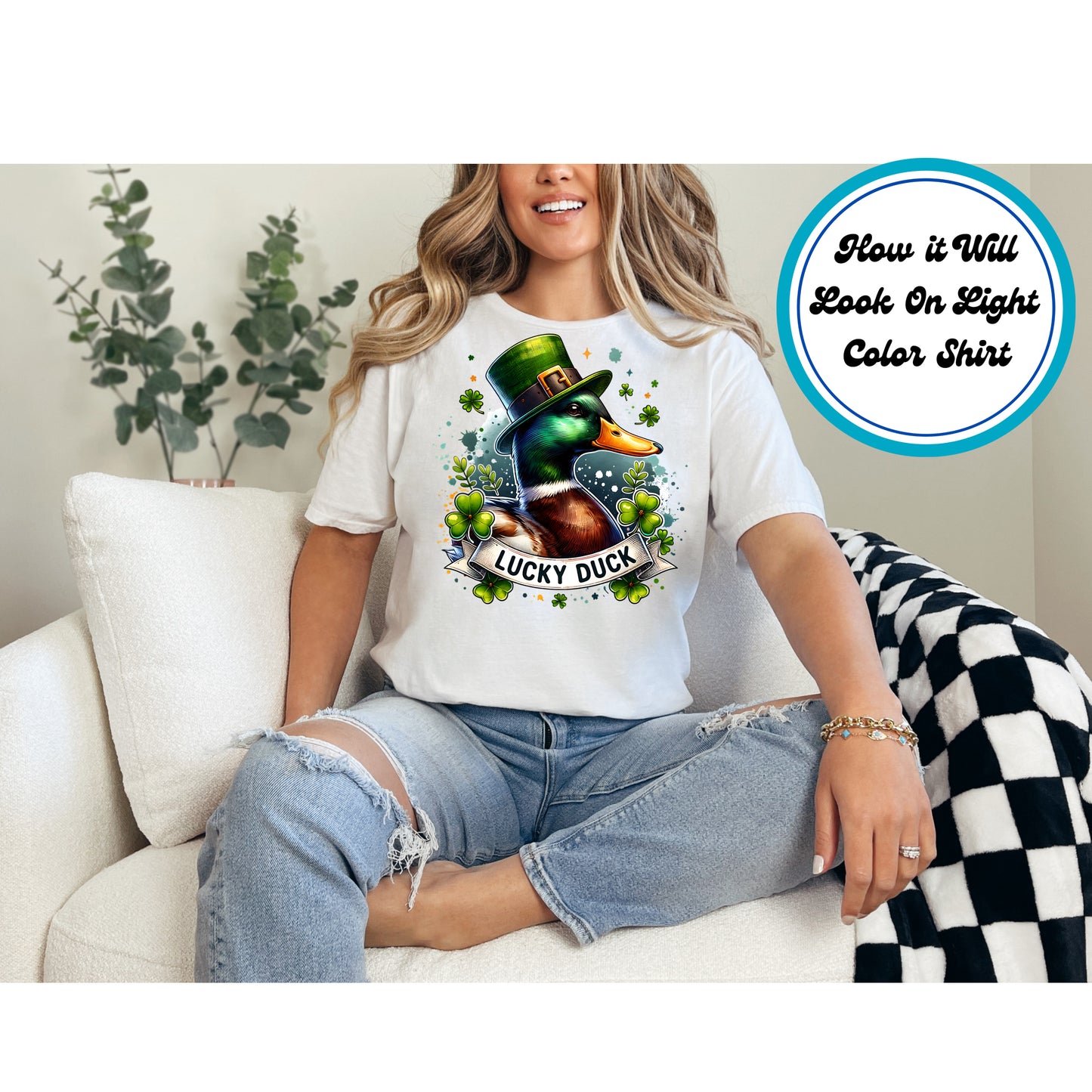 St. Patrick's Day DTF Transfer Iron On Heat Transfer - Ready to Press, Lucky Duck DTF Transfer | Ready to Press | St. Patrick's Day Design 4557