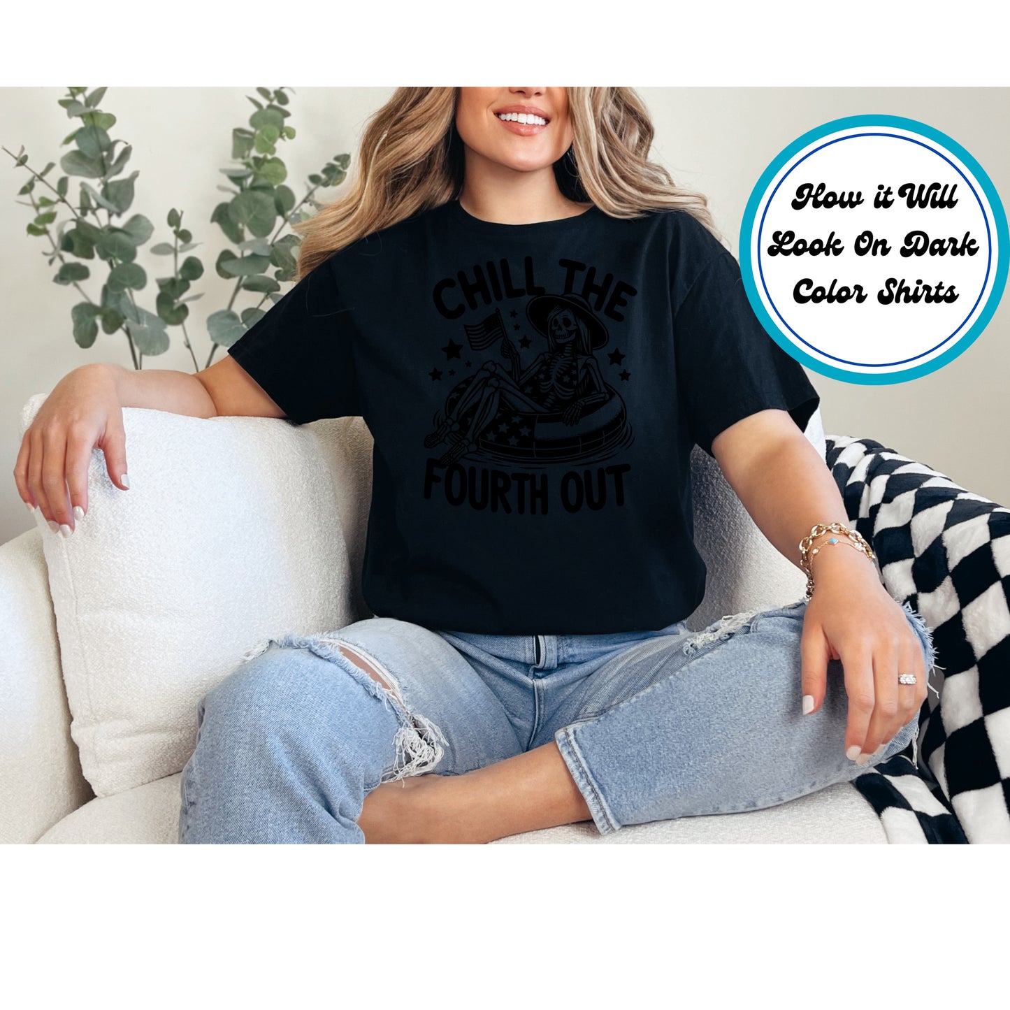 4th of July DTF Transfer Iron On Heat Transfer - Ready to Press, Chill the Fourth Out DTF Transfer | Ready to Press | 4th of July Design 4606