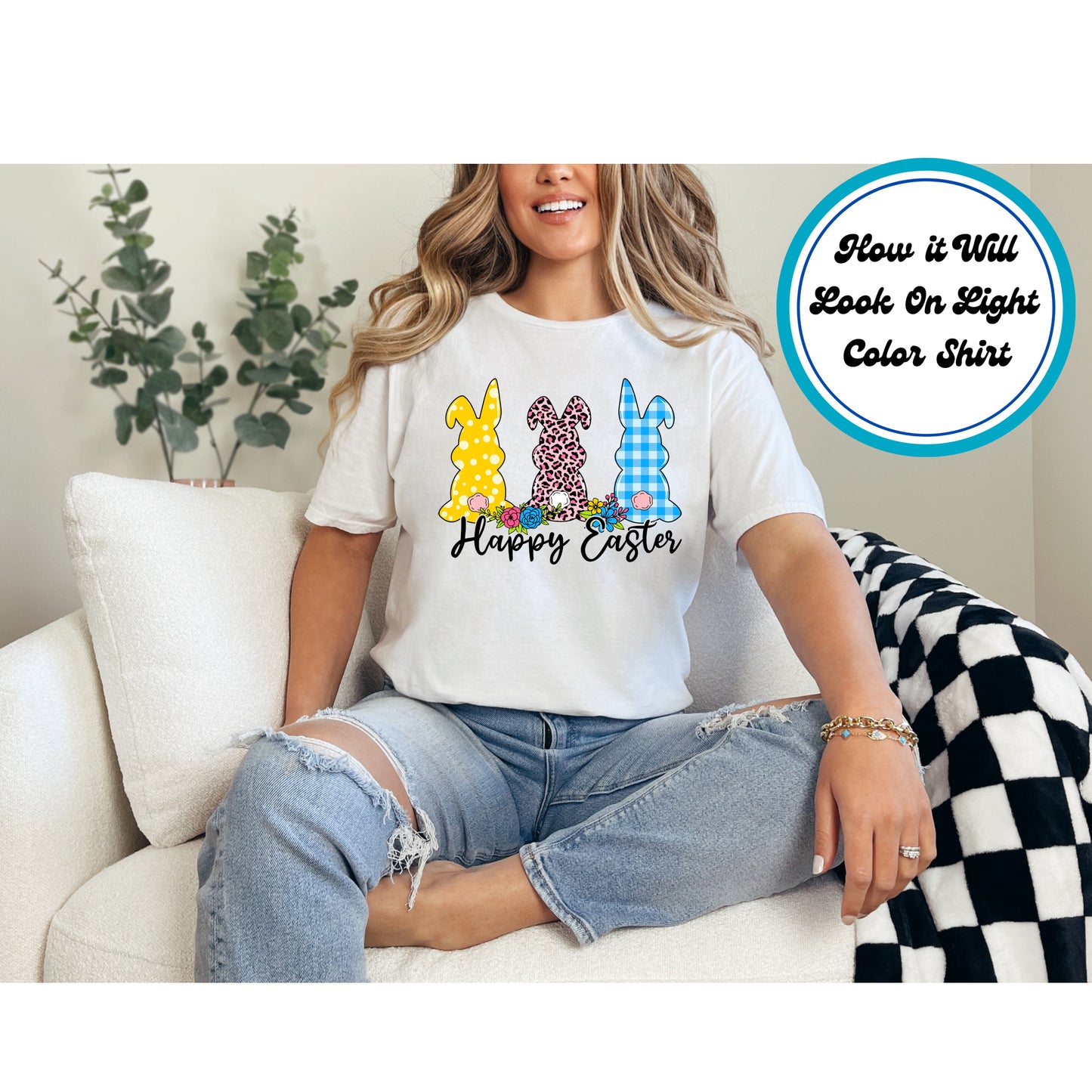 Easter DTF Transfer Iron On Heat Transfer - Ready to Press, Easter Bunny Trio DTF Transfer | Ready to Press | Easter Design 4719