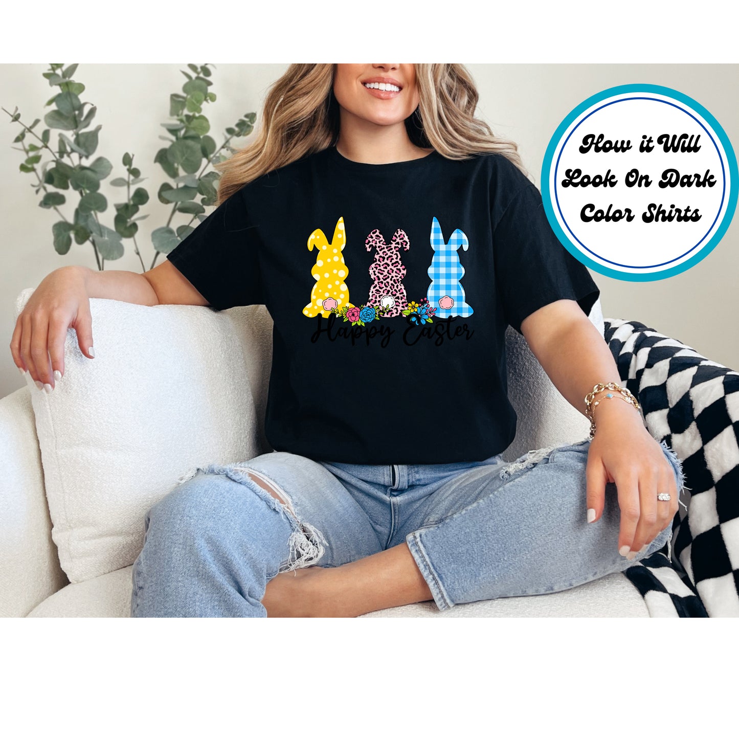 Easter DTF Transfer Iron On Heat Transfer - Ready to Press, Easter Bunny Trio DTF Transfer | Ready to Press | Easter Design 4719