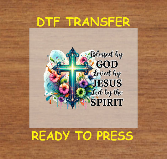 Easter DTF Transfer Iron On Heat Transfer - Ready to Press, Blessed by God DTF Transfer | Ready to Press | Easter Design 4756