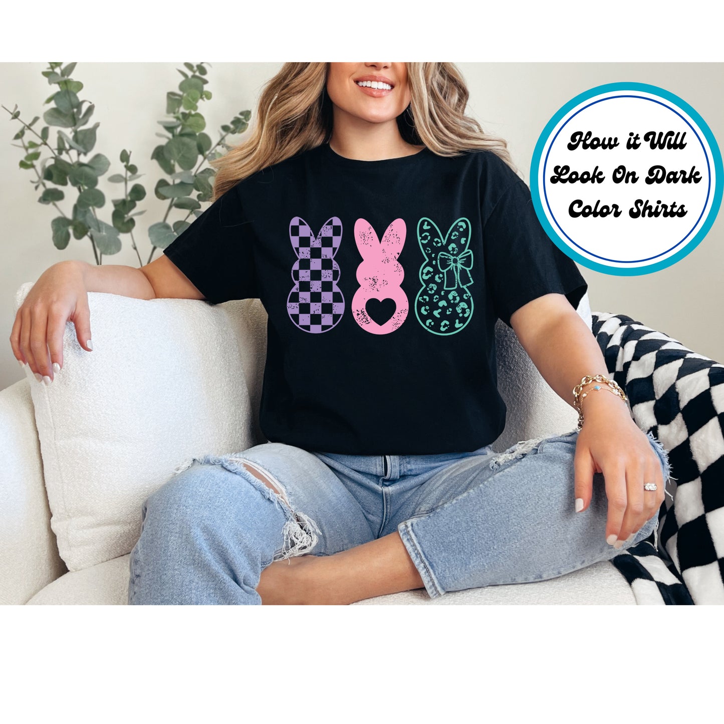 Easter DTF Transfer Iron On Heat Transfer - Ready to Press, Bunny Trio DTF Transfer | Ready to Press | Easter Design 4788