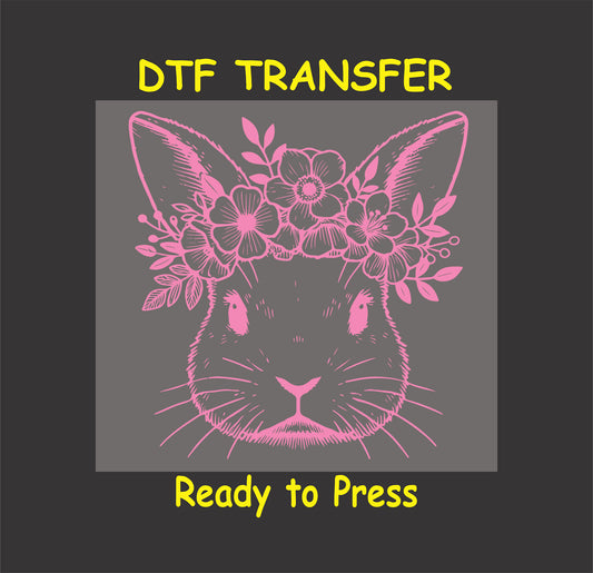 Hand-drawn bunny head with a floral crown in an elegant boho style.