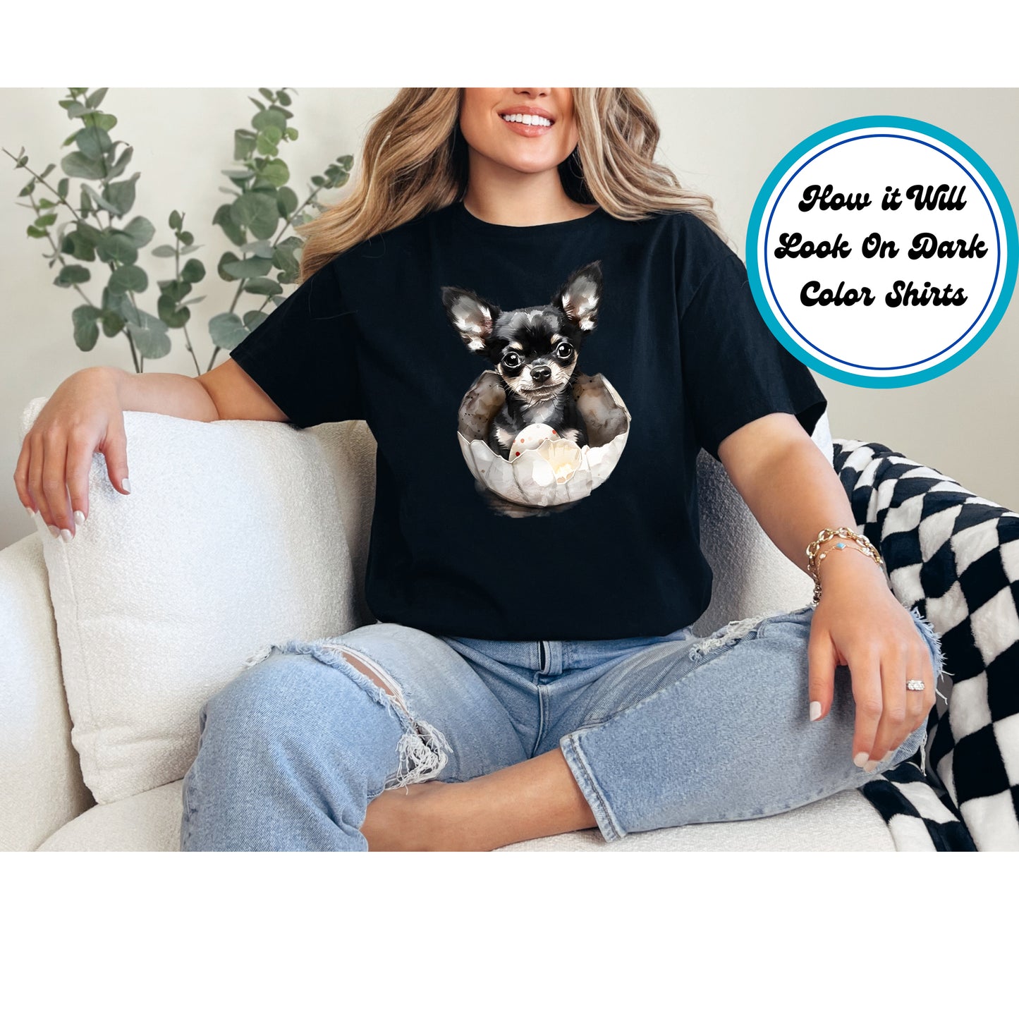 Easter DTF Transfer Iron On Heat Transfer - Ready to Press, Chihuahua Puppy DTF Transfer | Ready to Press | Easter Design 4818