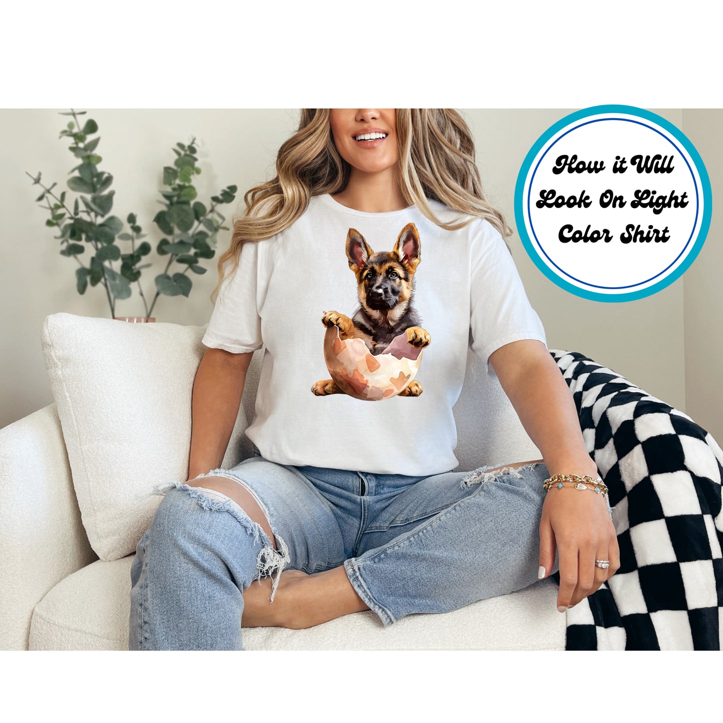 Easter DTF Transfer Iron On Heat Transfer - Ready to Press, German Shepherd DTF Transfer | Ready to Press | Easter Design 4822