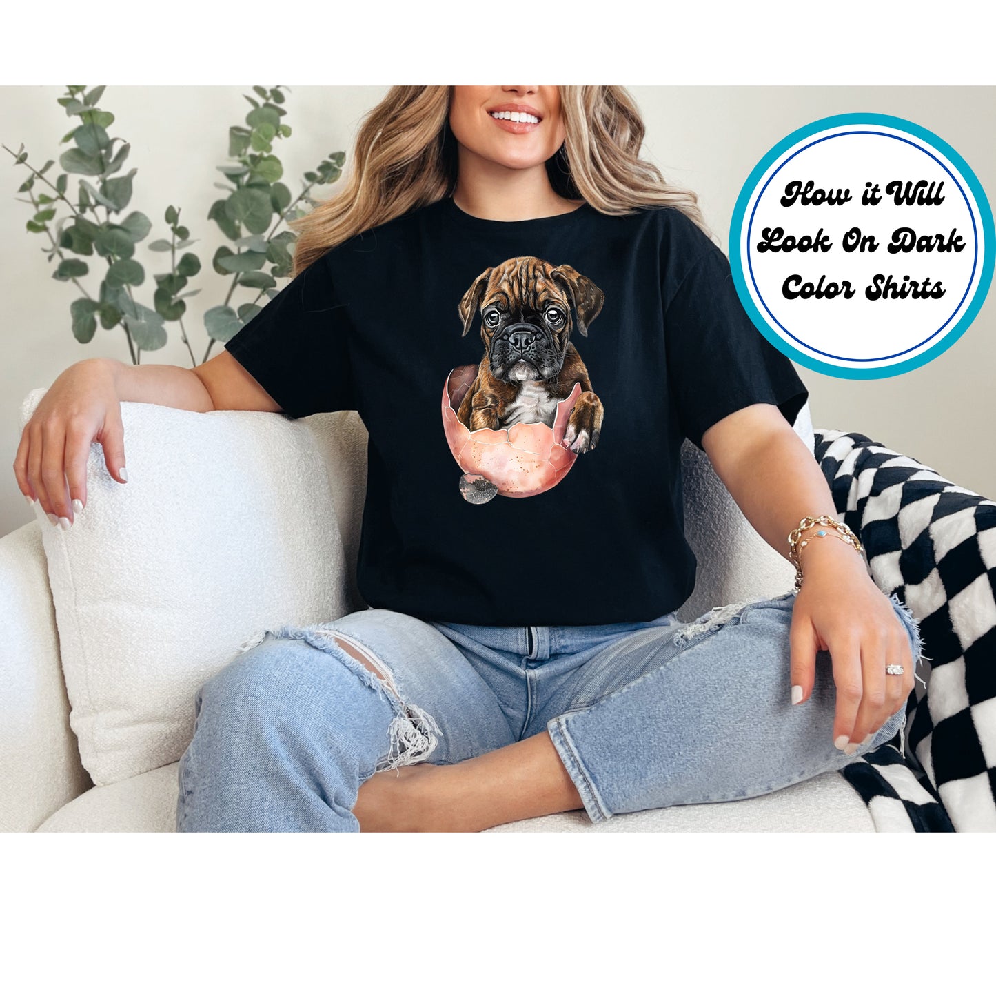Easter DTF Transfer Iron On Heat Transfer - Ready to Press, Boxer Puppy DTF Transfer | Ready to Press | Easter Design 4828