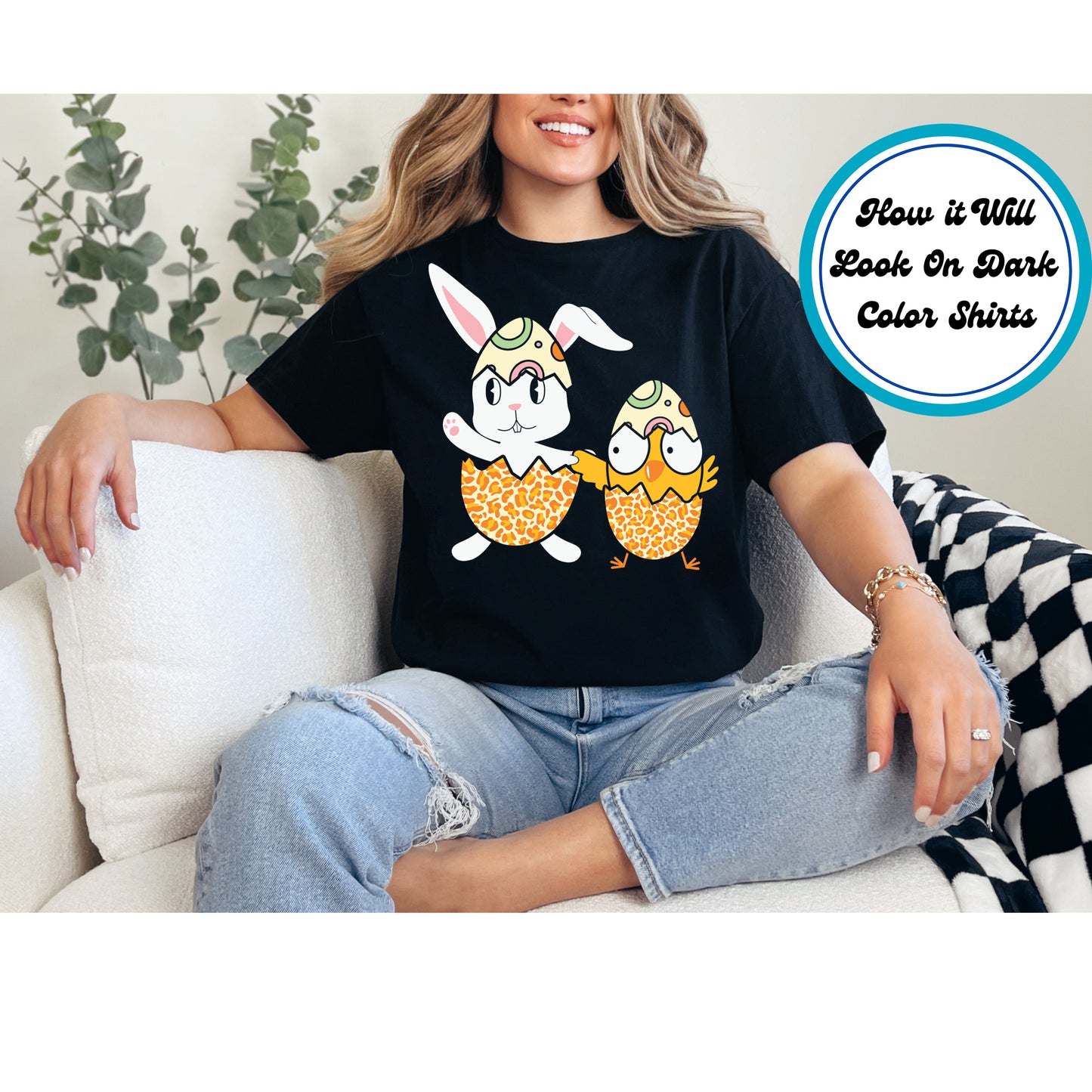 Easter DTF Transfer Iron On Heat Transfer - Ready to Press, Bunny & Chick DTF Transfer | Ready to Press | Easter Design 4852