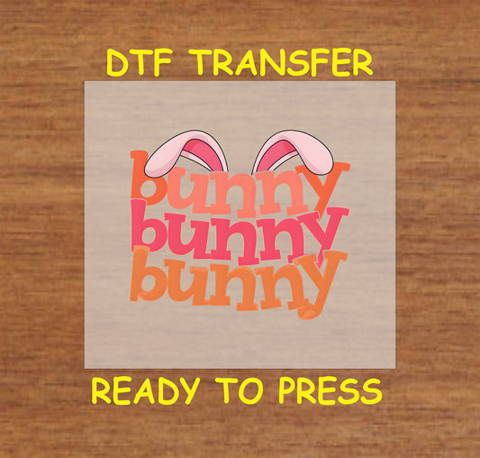 Bunny Bunny Bunny text with pink bunny ears on top.