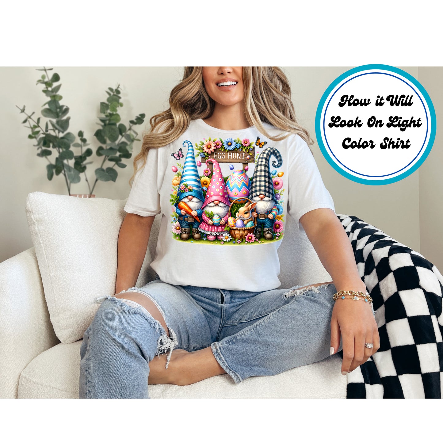 Easter DTF Transfer Iron On Heat Transfer - Ready to Press, Easter Gnome Egg Hunt DTF Transfer | Ready to Press | Easter Design 4999