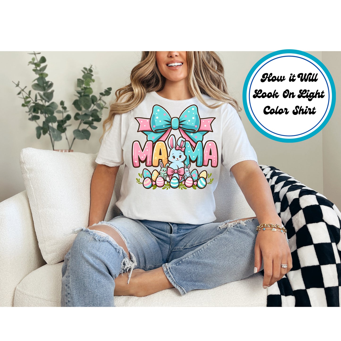 Easter DTF Transfer Iron On Heat Transfer - Ready to Press, Mama Bunny DTF Transfer | Ready to Press | Easter Design 5012
