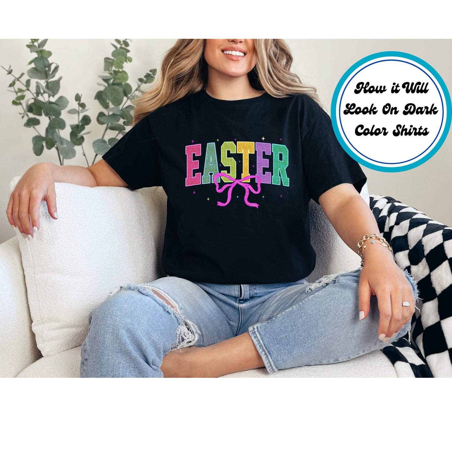 Easter DTF Transfer Iron On Heat Transfer - Ready to Press, Glitter Easter DTF Transfer | Ready to Press | Easter Design 5052