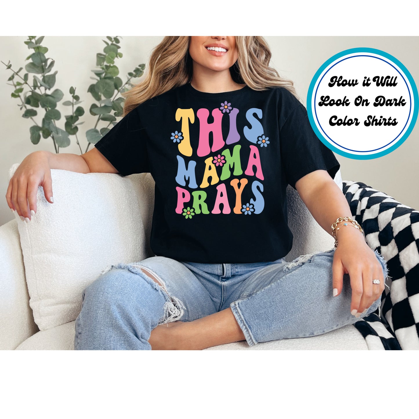 Mom DTF Transfer Iron On Heat Transfer - Ready to Press, This Mama Prays DTF Transfer | Ready to Press | Mom Design 5333