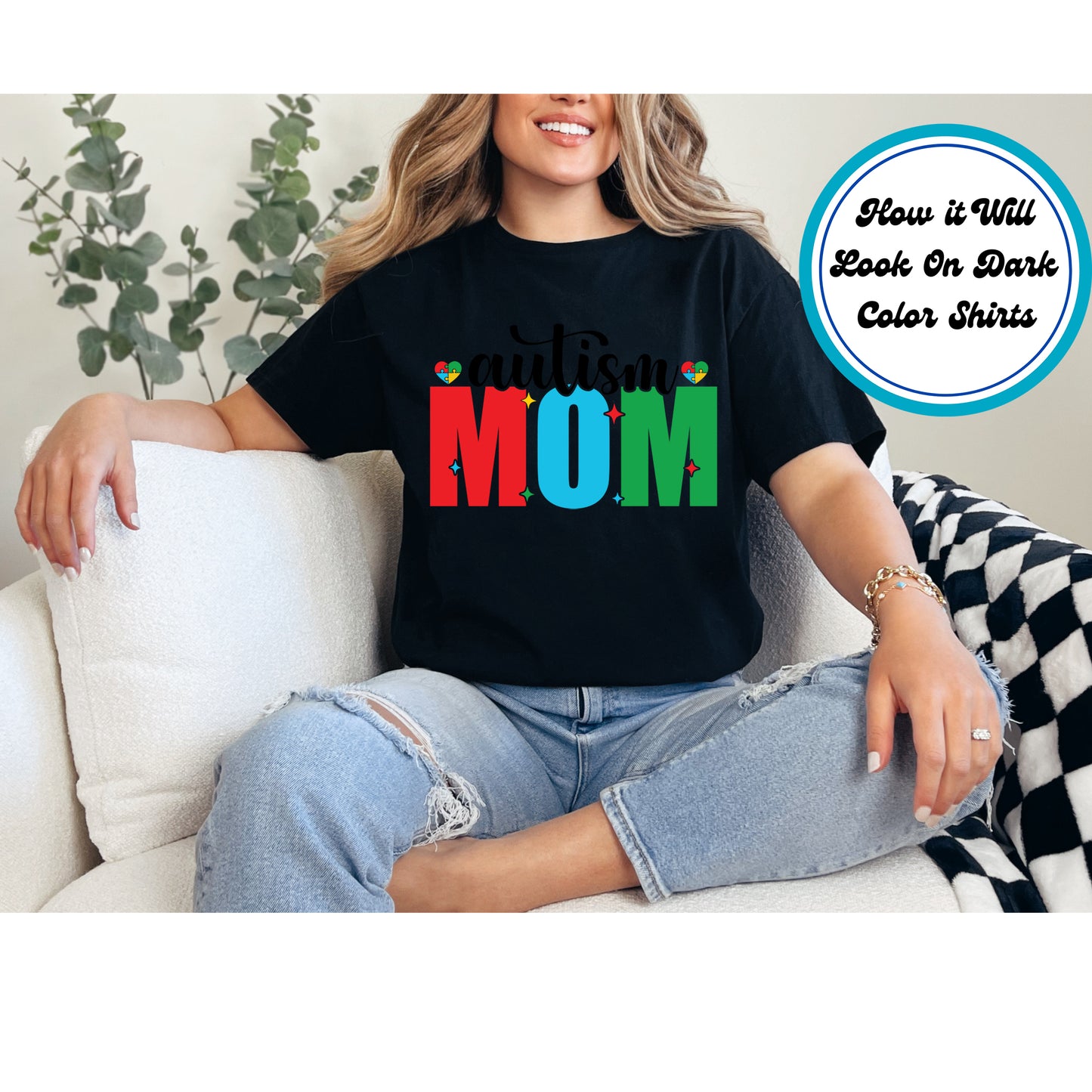 Mom DTF Transfer Iron On Heat Transfer - Ready to Press, Autism Mom DTF Transfer | Ready to Press | Mom Design 5344