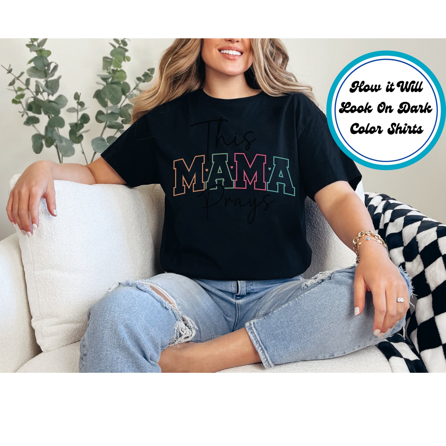 Mom DTF Transfer Iron On Heat Transfer - Ready to Press, This Mama Prays DTF Transfer | Ready to Press | Mom Design 5355