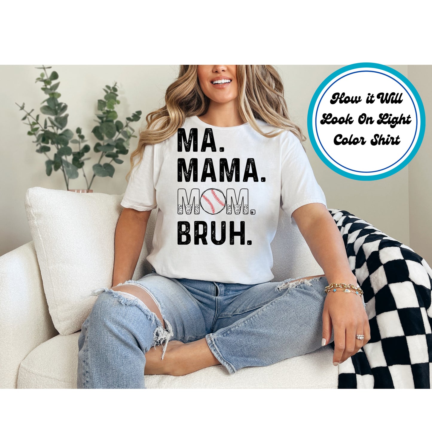 Mom DTF Transfer Iron On Heat Transfer - Ready to Press, Bruh Baseball DTF Transfer | Ready to Press | Mom Design 5356