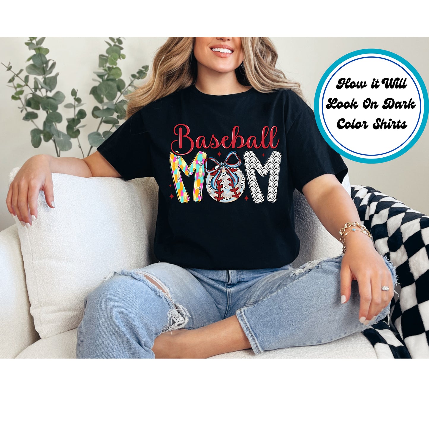 Mom DTF Transfer Iron On Heat Transfer - Ready to Press, Baseball Mom DTF Transfer 5397