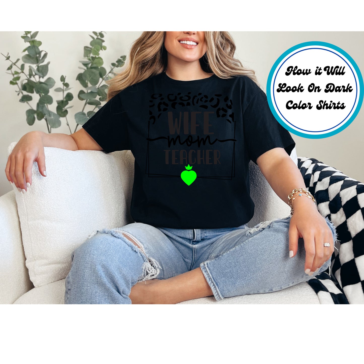 Mom DTF Transfer Iron On Heat Transfer - Ready to Press, Wife Mom Teacher DTF Transfer 5402