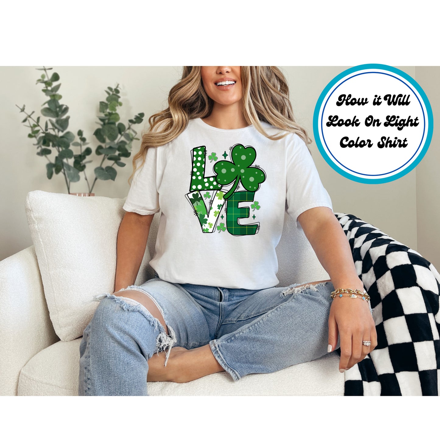 St. Patrick's Day DTF Transfer Iron On Heat Transfer - Ready to Press, Shamrock Love DTF Transfer 5420