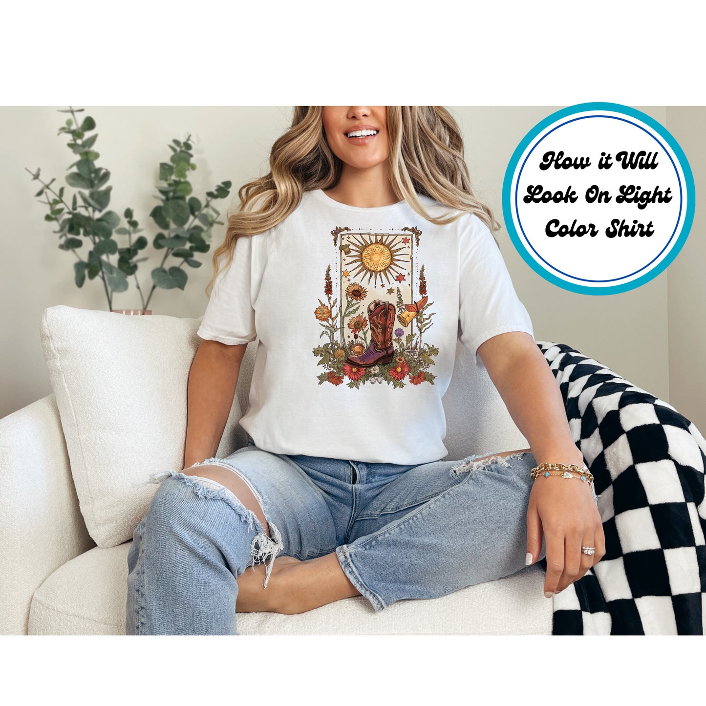 Western DTF Transfer Iron On Heat Transfer - Ready to Press, Celestial Western DTF Transfer 5573