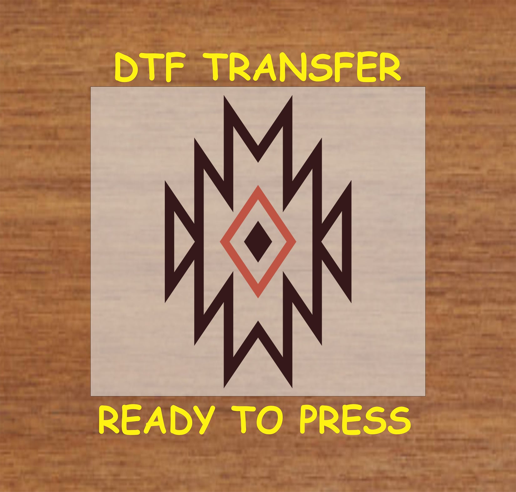 Western Aztec tribal DTF transfer with a geometric diamond design.