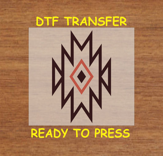 Western Aztec tribal DTF transfer with a geometric diamond design.