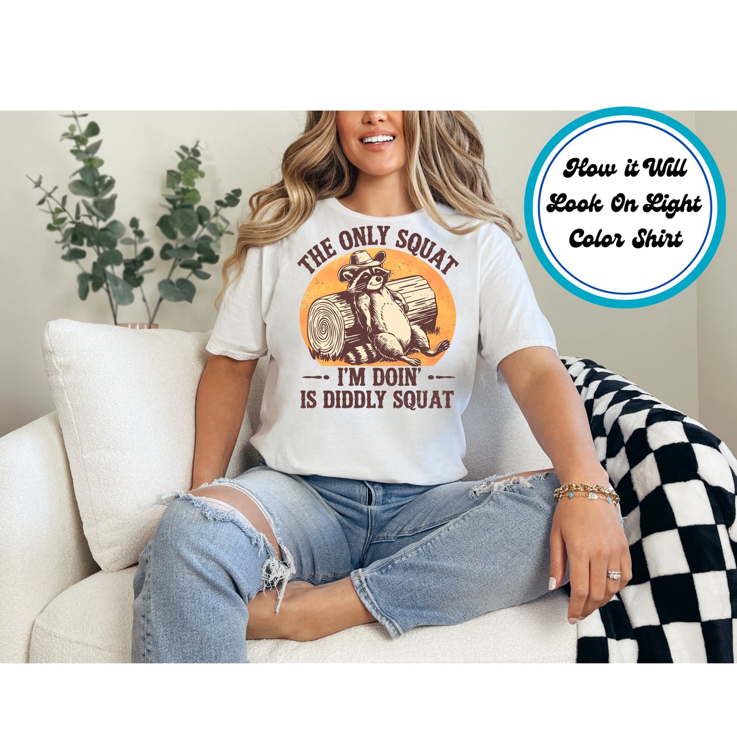 Western DTF Transfer Iron On Heat Transfer - Ready to Press, Funny Raccoon DTF Transfer 5618