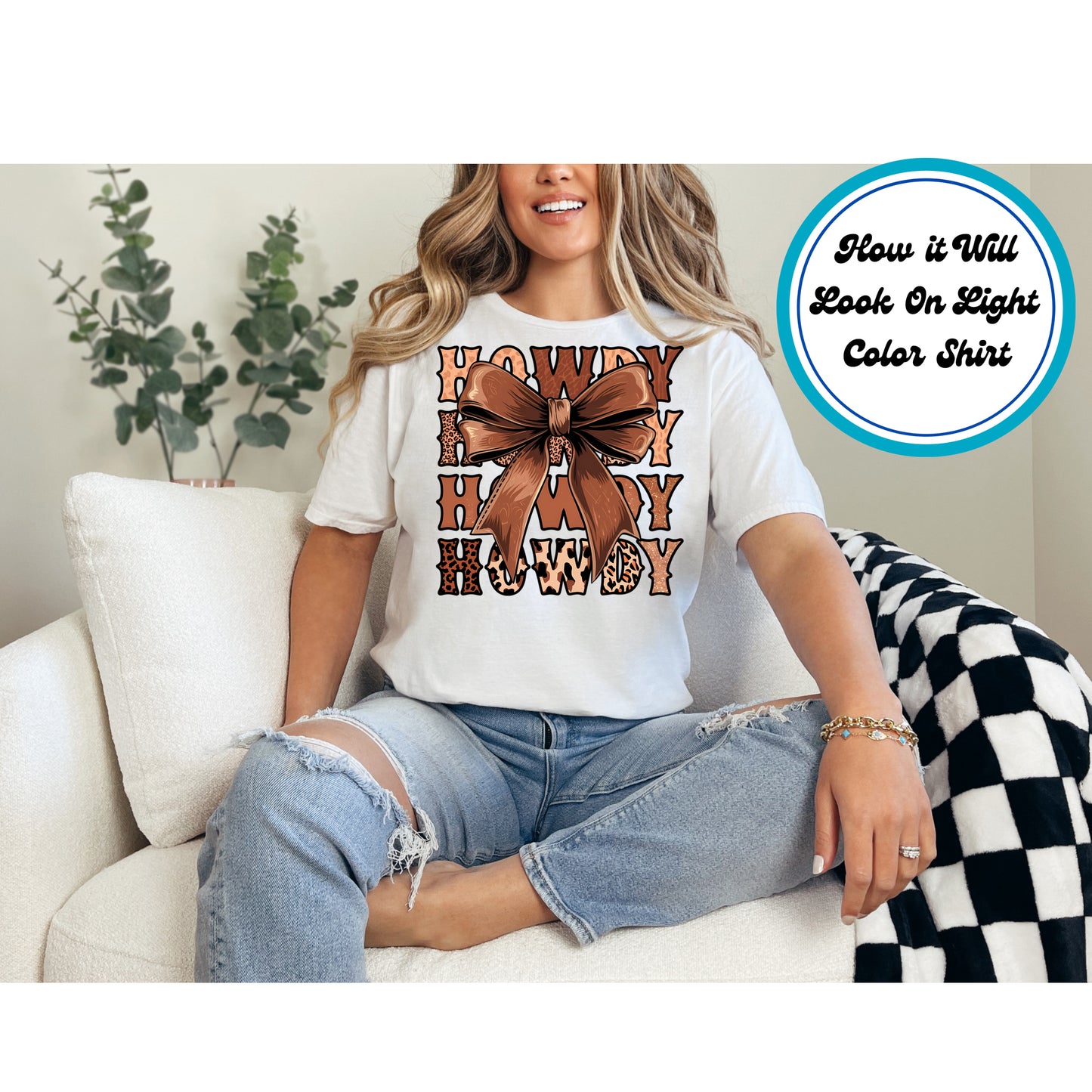 Western DTF Transfer Iron On Heat Transfer - Ready to Press, Howdy Bow DTF Transfer 5637