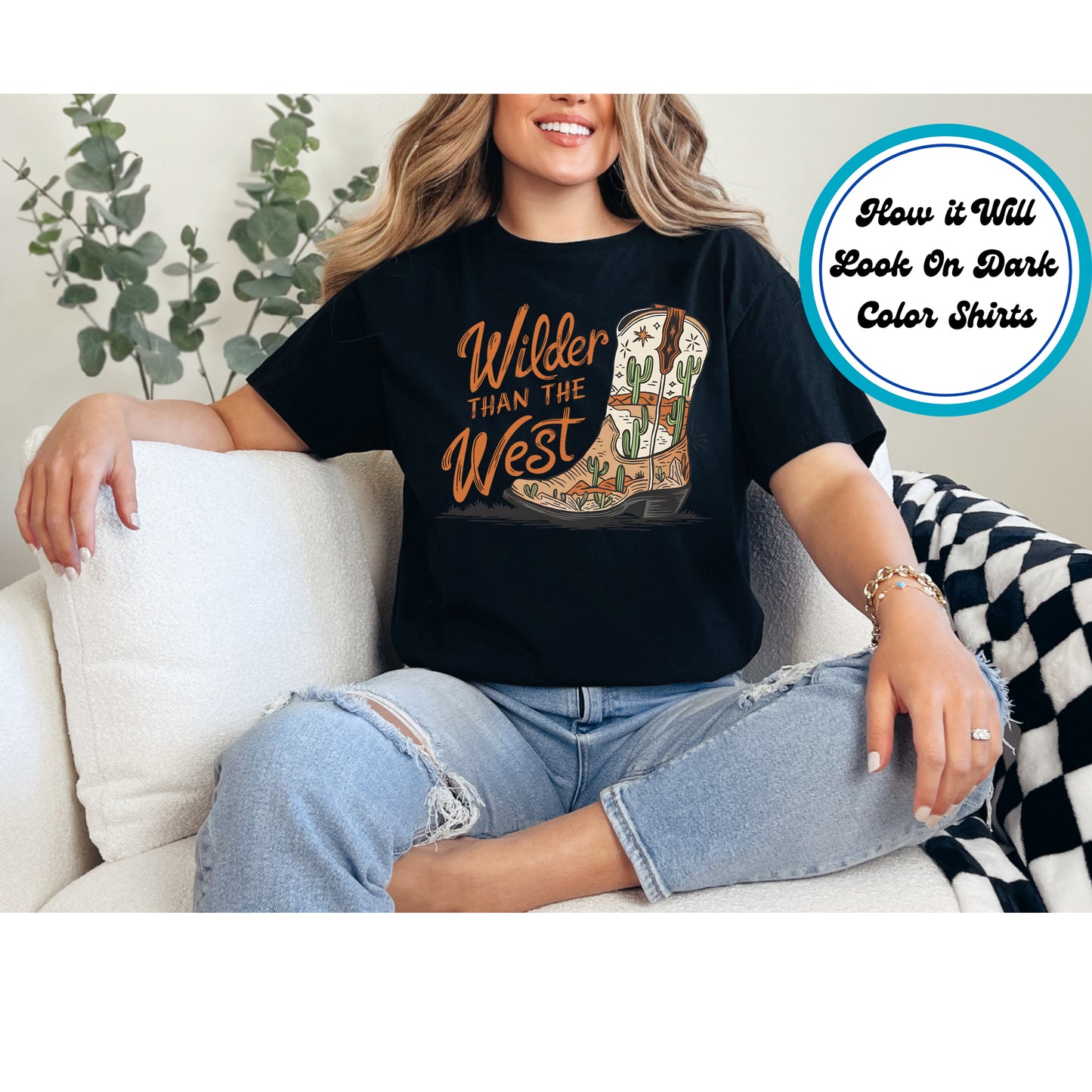 Western DTF Transfer Iron On Heat Transfer - Ready to Press, Wilder Than The West DTF Transfer 5652